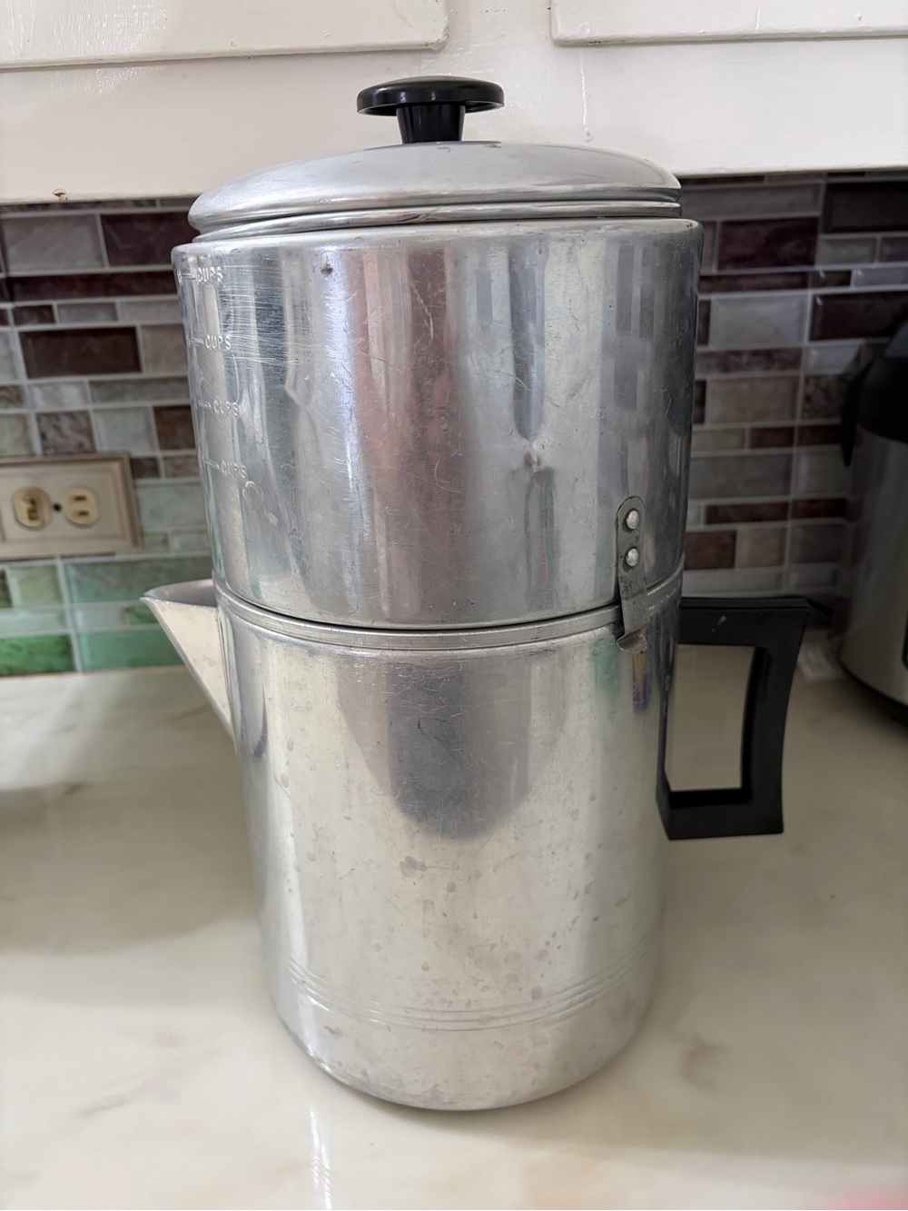 Aluminum Stovetop Percolator Coffee Pot - Silver